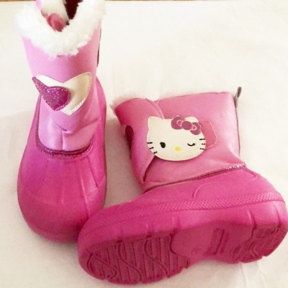 Boots Hello Kitty toddler girls new size 8M Sanrio pink velcro closure man made - Picture 1 of 3